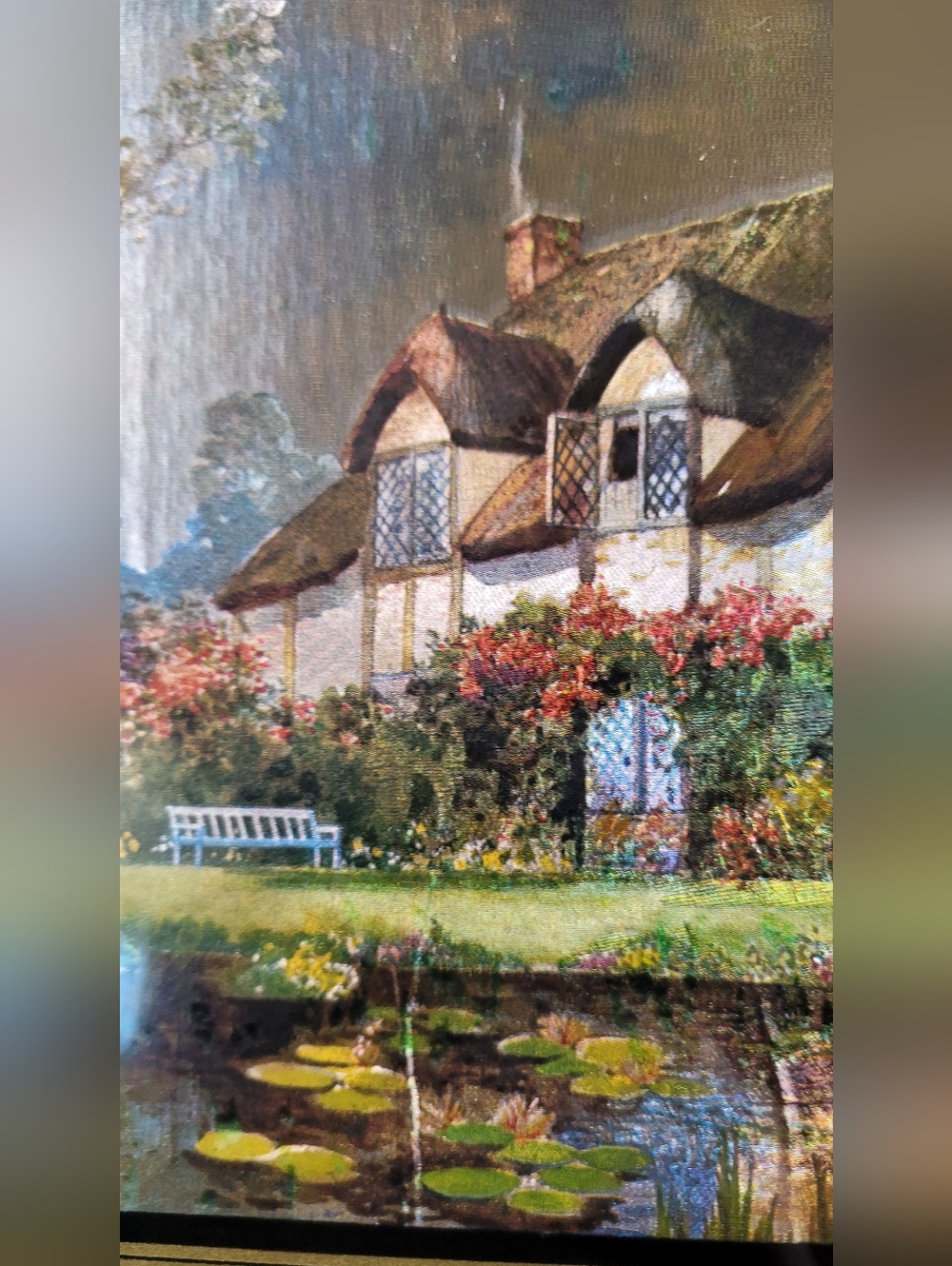 Vintage Foil Print Dufex Cottage By The Lake 70s - Picture 10 of 16